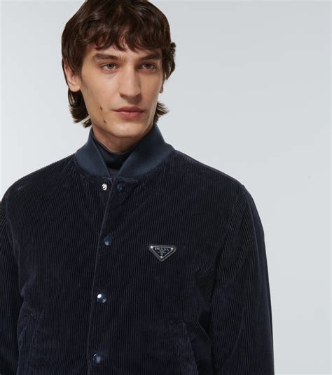 prada corduroy bomber jacket|Corduroy bomber jacket in blue .